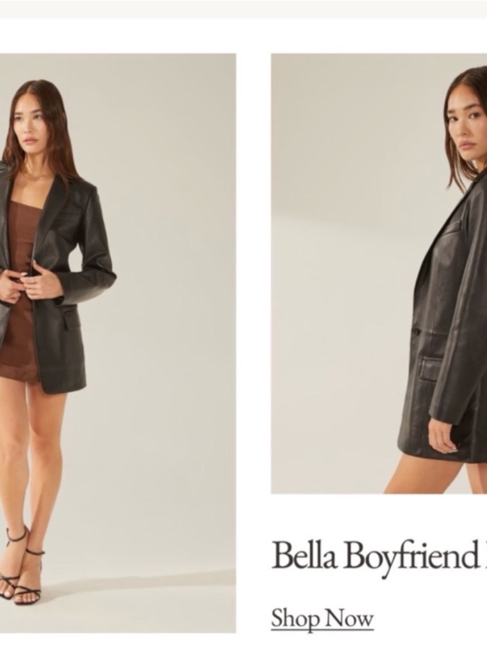 Italic Bella Boyfriend Leather Blazer - Black - XS